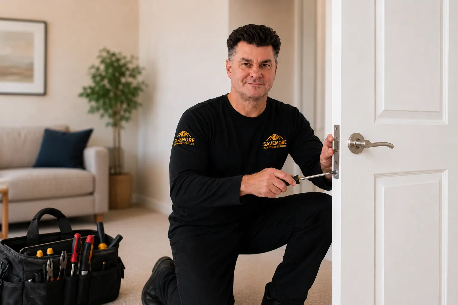 Handyman providing door repair service in Las Vegas